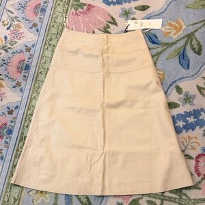 Mango Elegant Cream A-Line mid leather Skirt medium